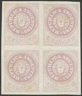 ARGENTINA: GJ.10, 5c. Dull Rose, Excellent Mint Block Of 4, VF Quality! - Gebruikt