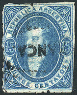 ARGENTINA: GJ.24, 15c. Blue, With Rare FRANCA Cancel Of Unknown Origin - Used Stamps