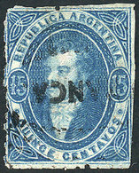 ARGENTINA: GJ.24, 15c. Blue, With Rare FRANCA Cancel Of Unknown Origin - Oblitérés