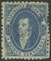 ARGENTINA: GJ.24g, 15c. Blue, Dull Impression, VERY THIN PAPER (80 Microns), Used, Very Fine Quality! - Gebraucht