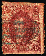 ARGENTINA: GJ.25, 4th Printing, Dark Rose, CLEAR IMPRESSION, Dirty Plate, With PASO DE LOS LIBRES Cancel, VF Quality! - Gebruikt