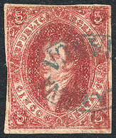 ARGENTINA: GJ.26A, 5th Printing, PURPLE-CARMINE (scarce) With The Rare Small Circle "VILLA NUEVA" Cancel In Green-blue,  - Used Stamps