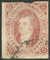 ARGENTINA: GJ.27, 6th Printing Imperf, Used, 2 Large Margins, The Right One Just And The Top Margin Touching, Good Oppor - Usados