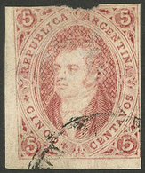 ARGENTINA: GJ.27, 6th Printing Imperf, Used, 2 Large Margins, The Right One Just And The Top Margin Touching, Good Oppor - Used Stamps