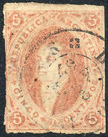 ARGENTINA: GJ.28Aa, 6th Printing Perforated, Orangish Dun-red Color, Worn Impression, Used In Buenos Aires On 2/AP/1867, - Usati