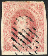 ARGENTINA: GJ.32a, 7th Printing, COMPLETE DOUBLE IMPRESSION Variety, With Mute "ellipse Of 9 Diagonal Bars" Cancel, Hand - Usados