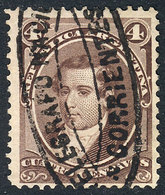 ARGENTINA: GJ.36, 4c. Moreno With TELEGRAFO NACIONAL - CORRIENTES Pmk, VF Quality, Rare! - Otros & Sin Clasificación