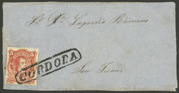 ARGENTINA: GJ.37, 5c. "Hunchback" (with Groundwork Of Horizontal Lines), Franking A Front Of Folded Cover To San Juan, W - Altri & Non Classificati