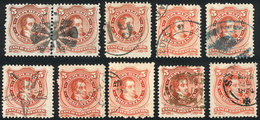 ARGENTINA: GJ.38, Lot Of 8 Stamps + 1 Pair With Different Cancels, Some VERY RARE, Excellent Quality! - Otros & Sin Clasificación