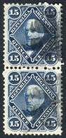 ARGENTINA: GJ.40, 15c. San Martín Pair With Mute Cancel Of Buenos Aires, VF Quality! - Autres & Non Classés