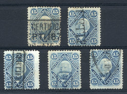 ARGENTINA: GJ.41, San Martín 15c. Groundwork Of Horizontal Lines, 5 Examples With Different CERTIFICADO Cancels, Superb, - Other & Unclassified