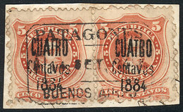 ARGENTINA: GJ.76, Pair On Fragment With Rectangular Datestamp Of PATAGONES, VF! - Andere & Zonder Classificatie