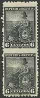 ARGENTINA: GJ.223PH, 1899 Liberty 6c., Vertical Pair IMPERFORATE BETWEEN, VF Quality! - Sonstige & Ohne Zuordnung