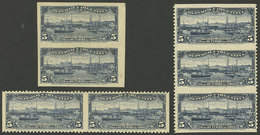 ARGENTINA: GJ.273P + 273PH + 273PV, 1902 Port Of Rosario, LOT OF IMPERFORATE PAIRS (completely Imperf, Imperf Vertically - Otros & Sin Clasificación