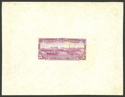 ARGENTINA: GJ.273, 1902 Port Of Rosario (ships, Sailing Boats, Dock), DIE PROOF In Red-lilac, Printed On Card Of Glazed  - Otros & Sin Clasificación