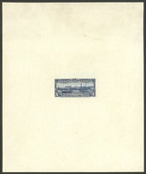 ARGENTINA: GJ.273, 1902 Port Of Rosario (ships, Sailing Boats, Dock), DIE PROOF In Dark Blue, Printed On Card Of Glazed  - Andere & Zonder Classificatie