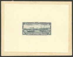 ARGENTINA: GJ.273, 1902 Port Of Rosario (ships, Sailing Boats, Dock), DIE PROOF In Grayish Blue, Printed On Unsurfaced P - Otros & Sin Clasificación