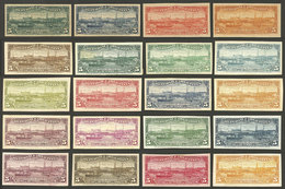 ARGENTINA: GJ.273, 1902 Port Of Rosario, 20 Different TRIAL COLOR PROOFS, 4 On Card Of Unsurfaced Front, Other 10 On Car - Sonstige & Ohne Zuordnung