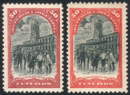 ARGENTINA: GJ.311A, 1910 50c. DARK CARMINE Instead Of Red, Mint With Tiny Hinge Mark, Superb And Rare. Along A GJ.311 Ex - Andere & Zonder Classificatie