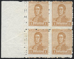 ARGENTINA: GJ.458, Block Of 4 With Variety: DOUBLE Vertical Perforation At Left, Mint Without Gum, VF - Other & Unclassified