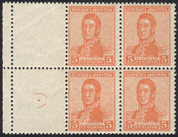 ARGENTINA: GJ.462CZ, Block Of 4 With LEFT LABELS, MNH (+50%), Excellent! - Autres & Non Classés