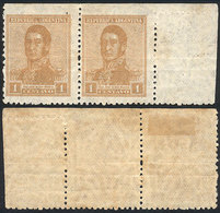 ARGENTINA: GJ.494, Corner Pair, Both Stamps IMPERFORATE At Top, Rare! - Otros & Sin Clasificación