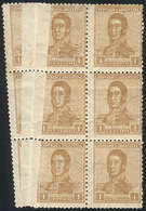 ARGENTINA: GJ.544, Block Of 6 With LARGE Paper Fold, VF Quality, Fantastic! - Other & Unclassified