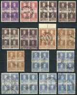 ARGENTINA: GJ.596 + Other Values, 148 Used Blocks Of 4 With Varied Postmarks, Including Some Very Interesting And Scarce - Other & Unclassified