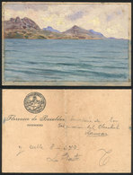 ARGENTINA: Original Artist's Painting (watercolors) For An Unadopted Design, View Of Mountain Range From The Sea (probab - Other & Unclassified