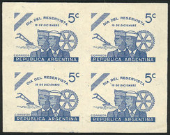 ARGENTINA: GJ.922, 1944 Reservists' Day, PROOF In The Issued Color, Imperforate Blocks Of 4 Printed On Special Paper For - Other & Unclassified