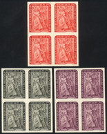 ARGENTINA: GJ.1001, 1951 Women's Political Rights, Trial Color PROOFS In Blocks Of 4, 3 Different Colors, VF Quality! - Other & Unclassified