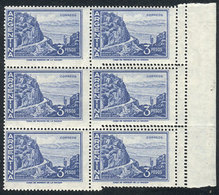 ARGENTINA: GJ.1137, 3P. Cuesta De Zapata, Block Of 6, Right Stamps With DOUBLE PERFORATION Variety, Creating 3 Small Lab - Autres & Non Classés