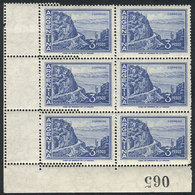 ARGENTINA: GJ.1137, 3P. Cuesta De Zapata, Block Of 6, Left Stamps With DOUBLE PERFORATION Variety, Creating 3 Small Labe - Sonstige & Ohne Zuordnung