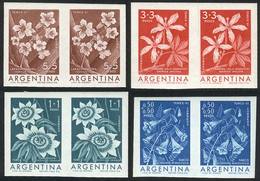 ARGENTINA: GJ.1200P/1203P, 1960 Flowers, Cptl. Set Of 4 Values In IMPERFORATE PAIRS, Colors Are Slightly Different From  - Autres & Non Classés