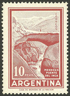 ARGENTINA: GJ.1498, 1969/71 10P. Incan Bridge, WITH Round Sun Watermark, MNH, Excellent Quality! - Autres & Non Classés