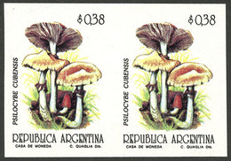 ARGENTINA: GJ.2593P, 1992 38c. Mushrooms, IMPERFORATE PAIR, VF Quality! - Other & Unclassified