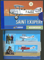 ARGENTINA: Booklet GJ.3055, 2000 Aeroporta Argentina And Saint Exupery With Variety: IMPERFORATE PANES, Very Rare And Un - Autres & Non Classés