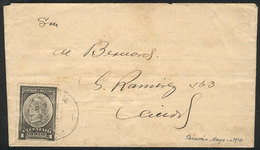 ARGENTINA: GJ.35, 1901 1c. Liberty Head, Franking Alone A Letter Used In Paraná On 14/MAY/1910, Very Nice! - Officials