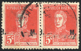 ARGENTINA: GJ.320, Pair With Variety: Very Shifted Overprint, "I.   M." Instead Of "M.I.", Rare!" - Service