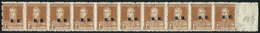 ARGENTINA: GJ.481, Horizontal Strip Of 10 Stamps With Variety: DIATONAL OVERPRINT, MNH, Excellent Quality! - Service