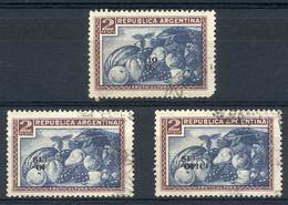 ARGENTINA: GJ.667, 3 Examples With Variety: Incomplete Overprints, Spectacular And Rare Lot! - Service