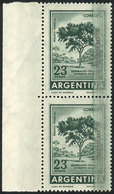 ARGENTINA: GJ.757, Pair With Variety: Partially Oily Impression (part Of Green Color And Overprints Blurred), Spectacula - Dienstmarken