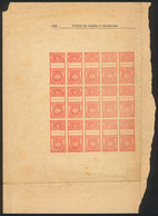 ARGENTINA: GJ.15, 1930 National Telegraph 2c. Carmine, PROOF, Sheet Of 15 Stamps Printed On A Blank Sheet Of The "Boletí - Télégraphes