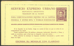 ARGENTINA: Expreso Urbano GJ.EXU- 22, With MUESTRA Ovpt., Excellent Quality! - Postal Stationery