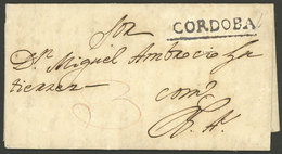 ARGENTINA: CÓRDOBA - Buenos Aires 22/OC/1827: Long Entire Letter With Straightline "CORDOBA" In Black-chestnut (GJ.CBA 1 - Préphilatélie