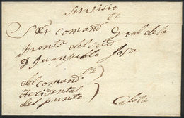 ARGENTINA: Circa 1830, Folded Cover Of A Military Letter Sent In The Province Of Córdoba By The Relay System, Excellent  - Sonstige & Ohne Zuordnung