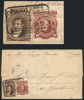 ARGENTINA: Folded Cover Franked By GJ.36 + 54 Cancelled "BUENOS AIRES - ESTACION LIMA", Sent To France On 24/NO/1881, Wi - Other & Unclassified