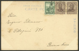 ARGENTINA: Postcard Sent From Mar Del Plata To Buenos Aires On 23/FE/1910 Franked With 5c. Combining 1c. Liberty + Pair  - Autres & Non Classés