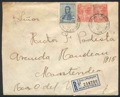 ARGENTINA: Registered Cover Franked By GJ.541 X2 + 555, Sent From Buenos Aires To Montevideo On 24/OC/1922, VF! - Other & Unclassified