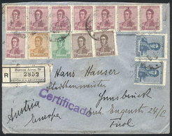 ARGENTINA: Registered Cover Sent From Buenos Aires To Austria On 3/MAR/1923 With Spectacular Postage Of 36c. Consisting  - Sonstige & Ohne Zuordnung